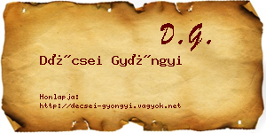 Décsei Gyöngyi névjegykártya